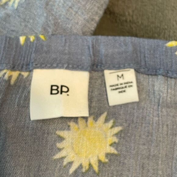 BP Summer Breeze Sun Print Top Blue Yellow Chambray Cropped Halter M - Picture 5 of 7